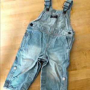 EUC OshKosh B'gosh Blue Striped Overalls 9M
